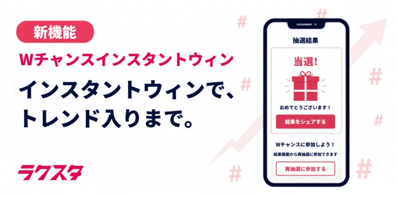 【当落に関わらず参加者の投稿を後押し】高機能インスタントウィンツール「ラクスタ」が「Wチャンスインスタントウィン」の提供を開始